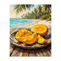 Tropical Mango Beach Oil Painting  (Print Only)