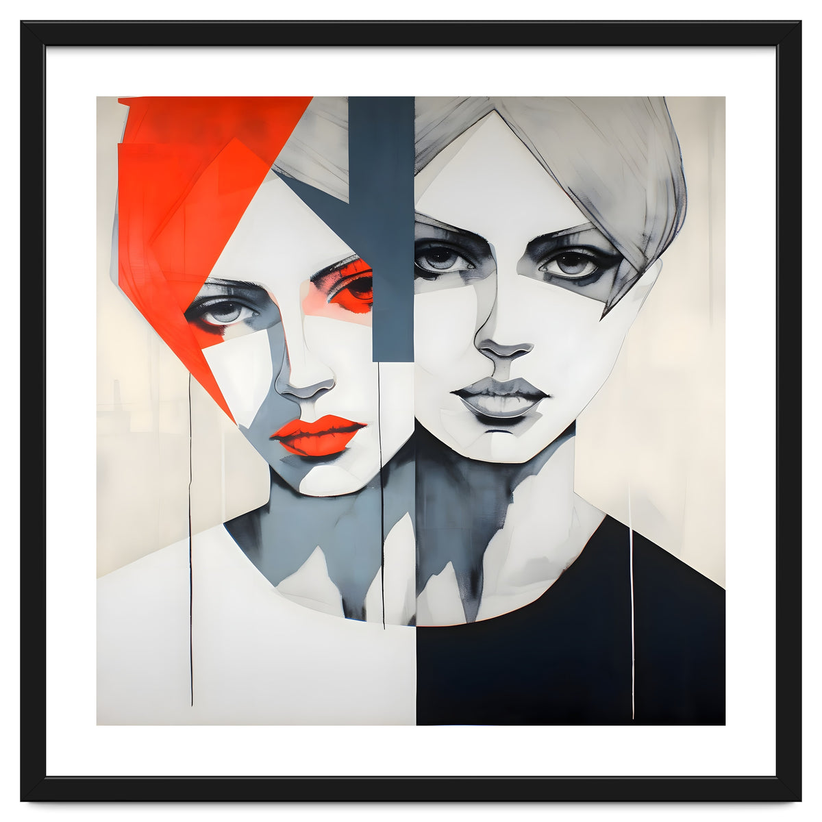 CHIC, Fashion in it's simplist form, two chic women head and shoulders portrait.