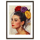 Audrey Hepburn, Impasto Floral Veil Portrait, Classic Hollywood Oil Painting, thumbnail