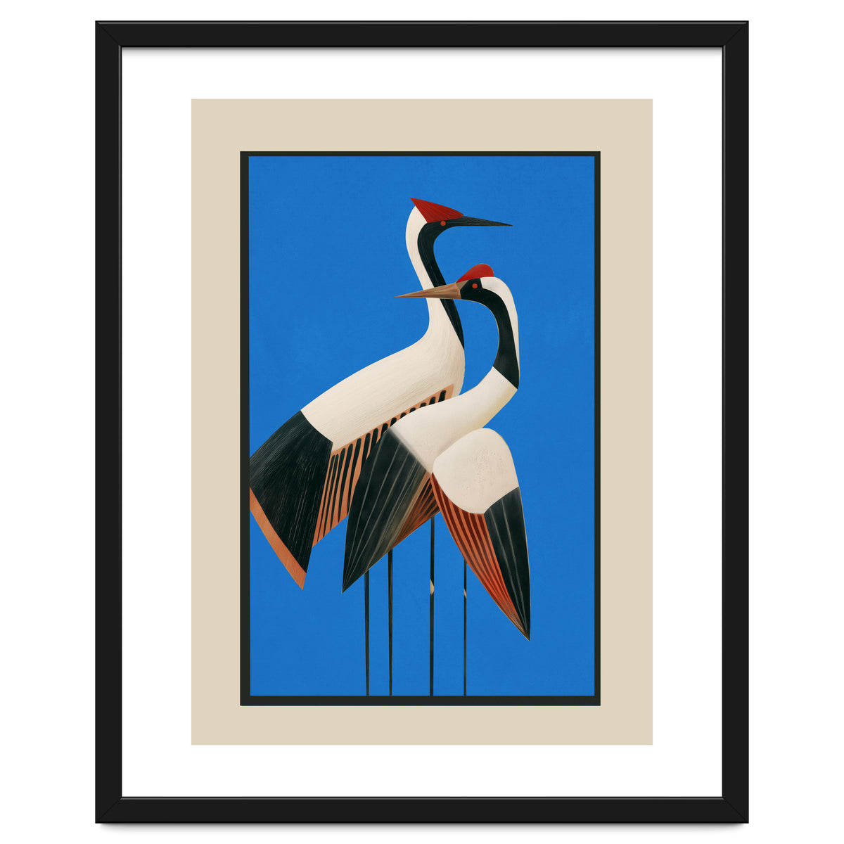 Stillness In Motion Abstract Cranes In Blue