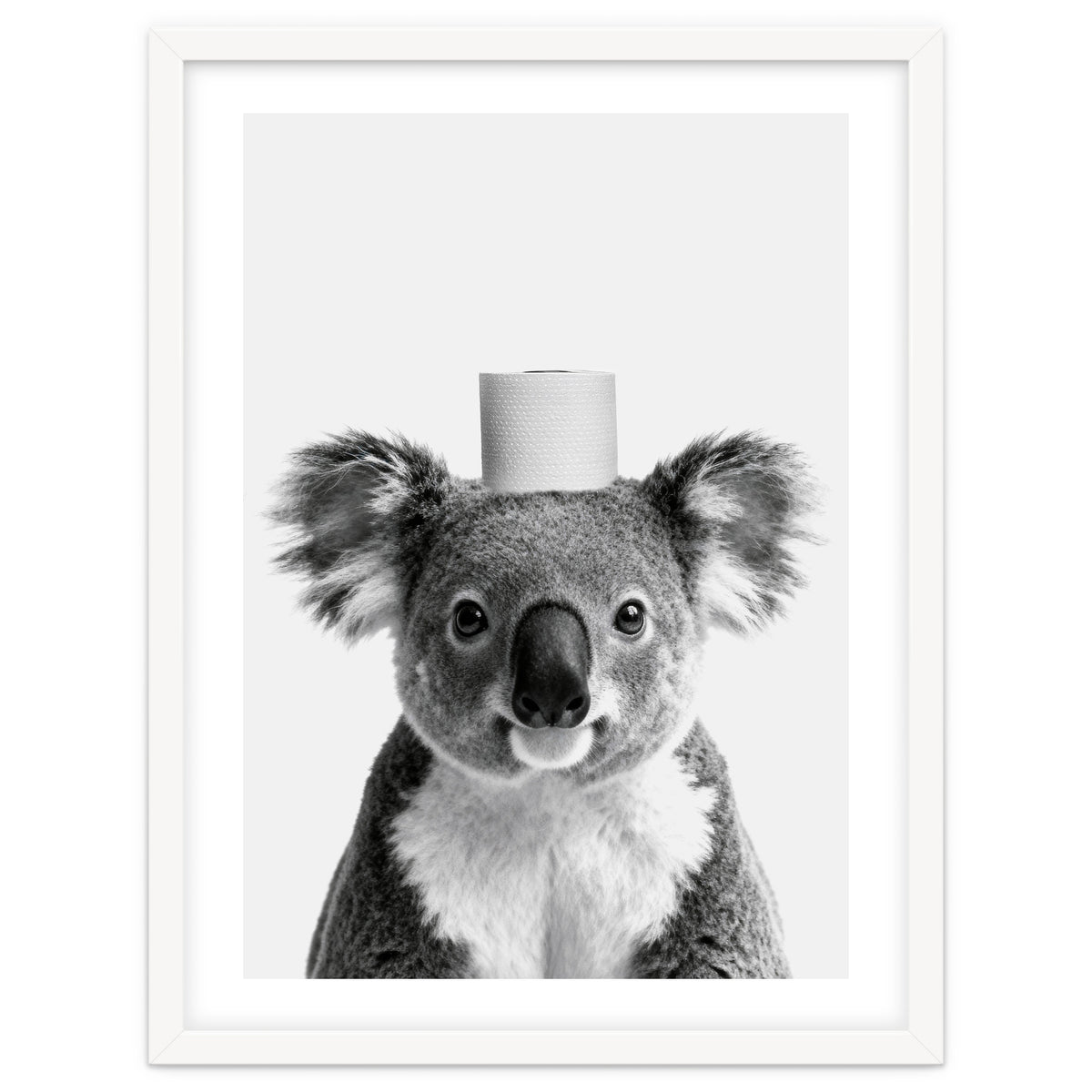 Koala, Toilet Paper Crown, Cute Animal Bathroom Art