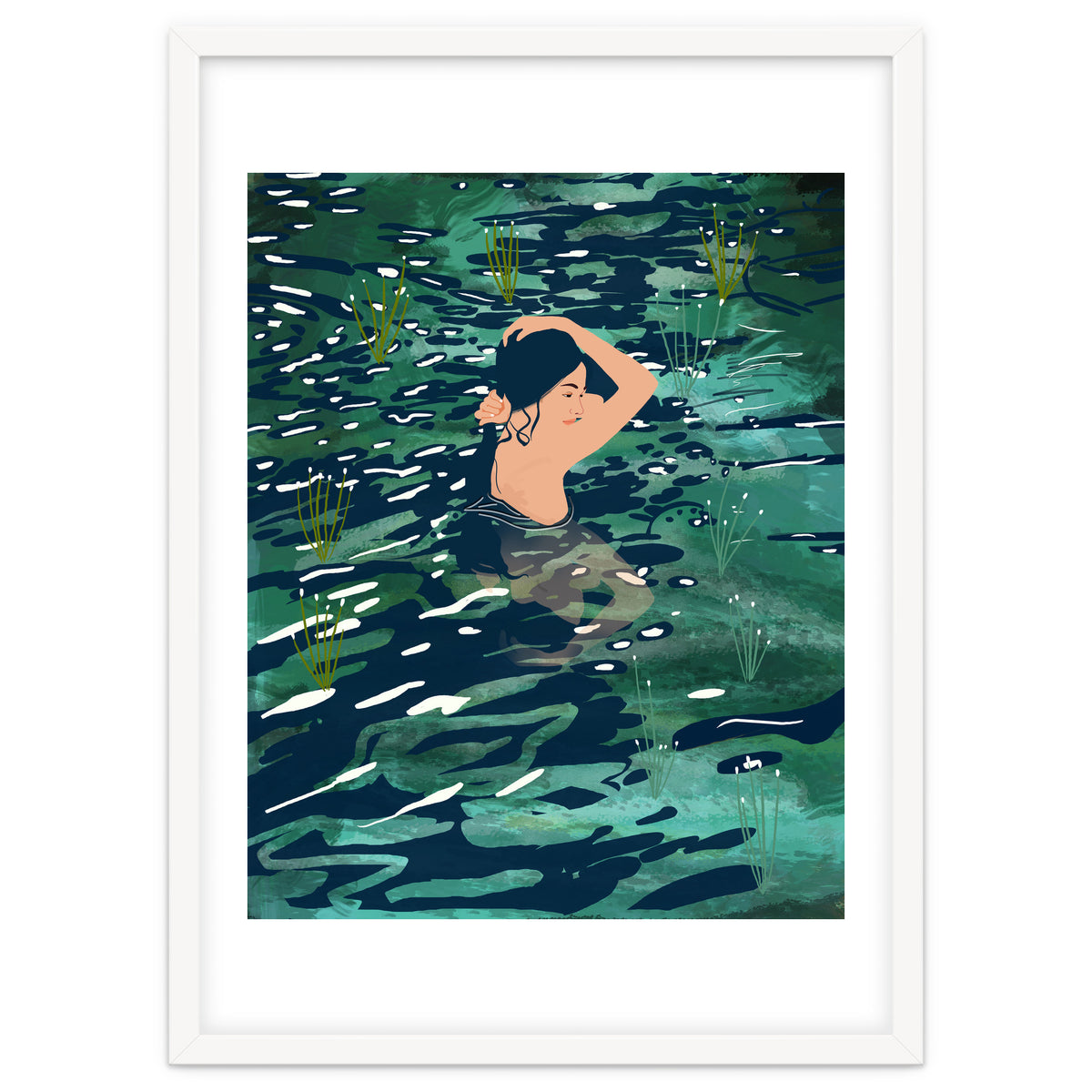 The Birth Of A Lake, Wild Nature Landscape Painting, Bohemian Woman Free Spirit