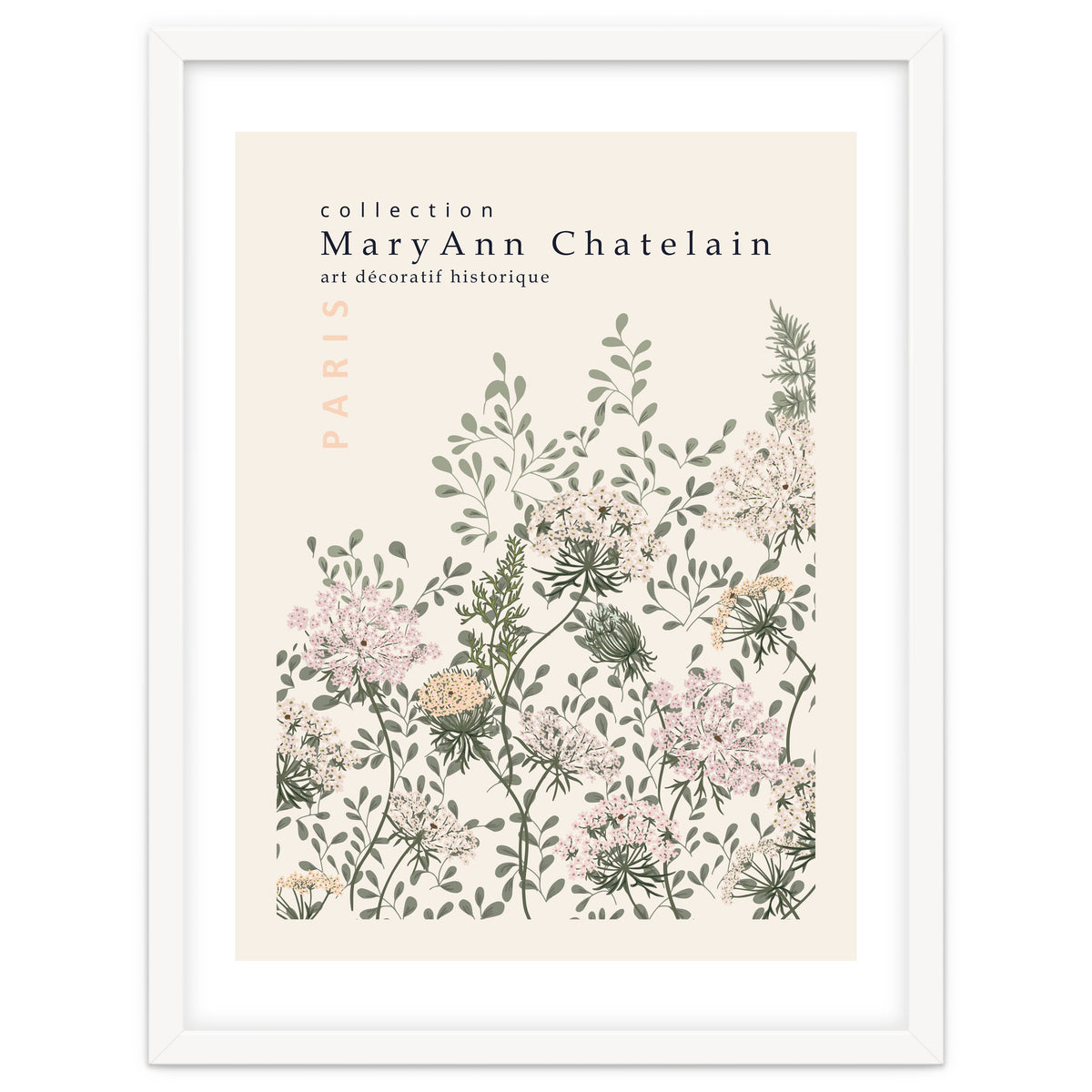 Historic decorative art Paris Queen Anne's lace