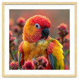 Close Up Of A Sun Conure Parrot With Bright Feathers thumbnail