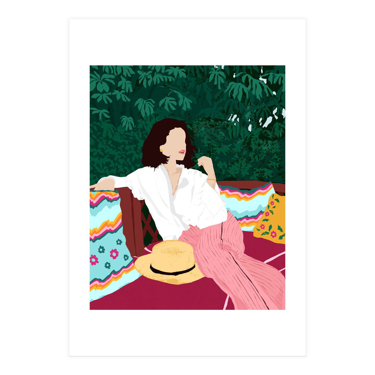 Bohemian Soul, Modern Boho Woman Decor Self Love, Self Care Portrait Fashion Patio Style Garden (Print Only)