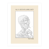 Skull Of A Skeleton With A Burning Cigarette Vincent Van Gogh Ascii Art (Print Only) thumbnail