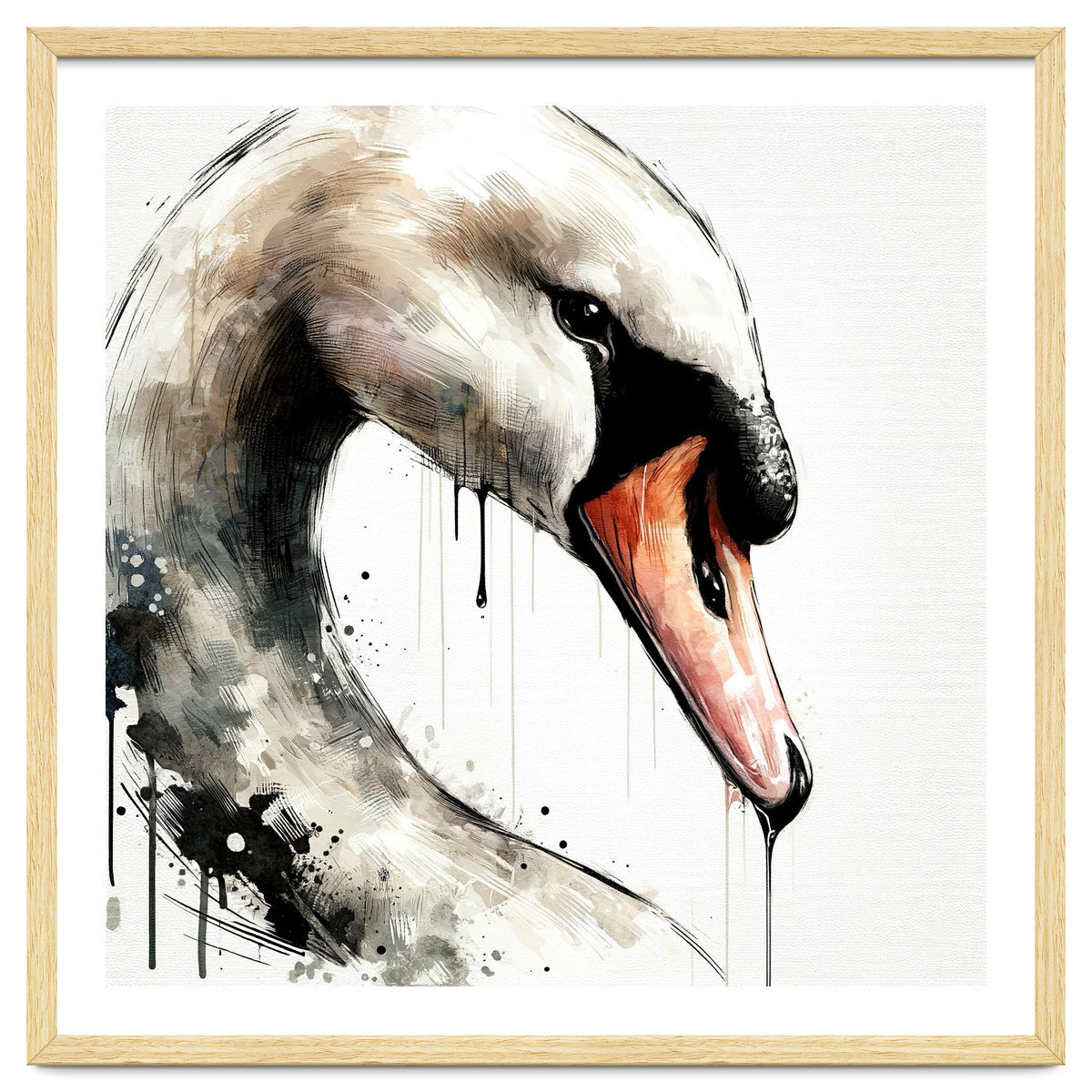Watercolor Swan Portrait
