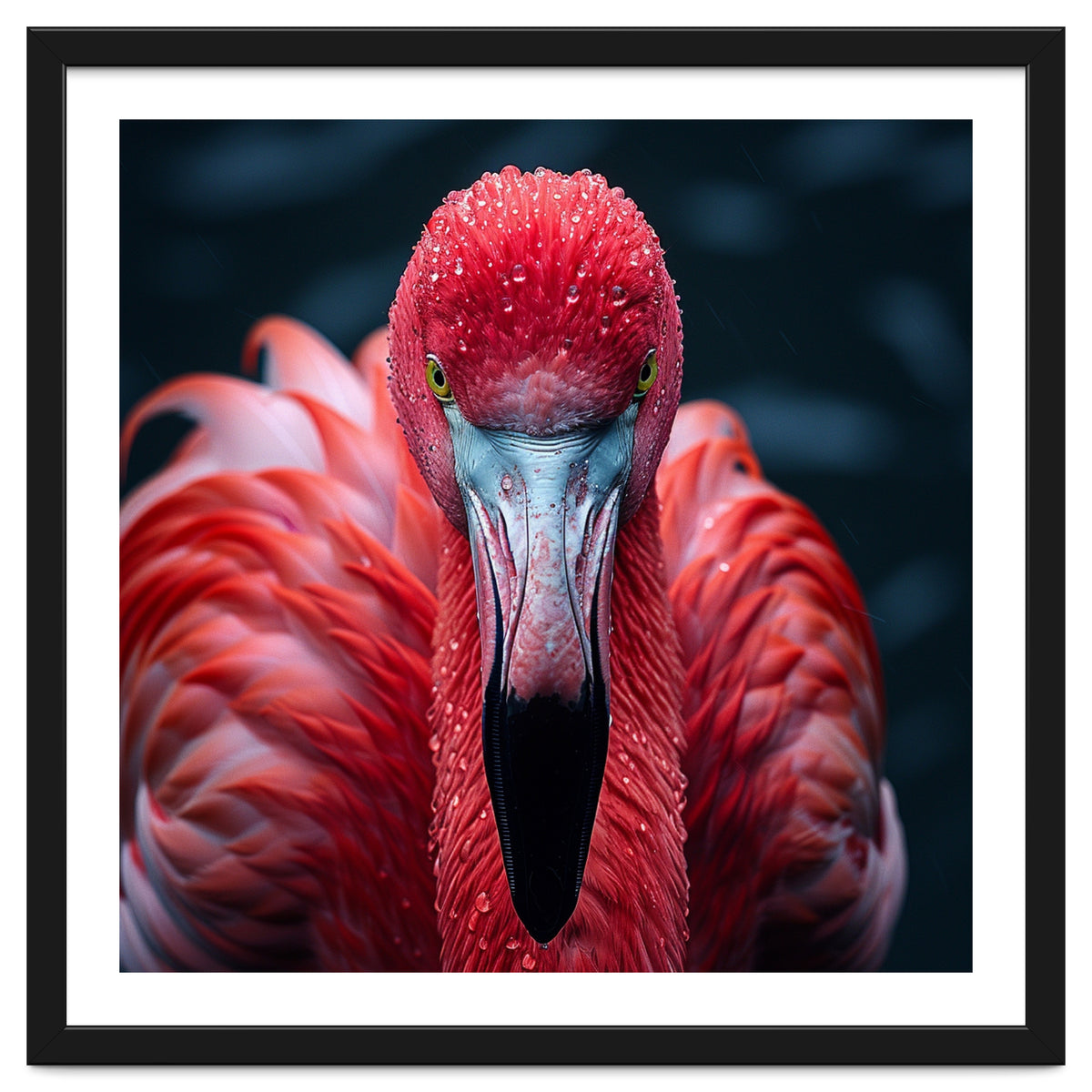 Close Up Flamingo Face With Water Droplets