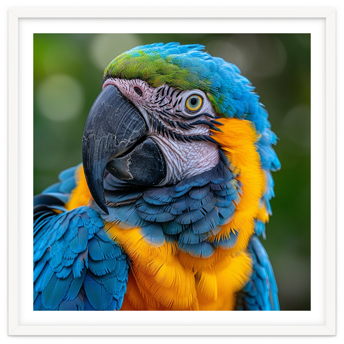 Close Up Blue And Yellow Macaw Parrot Face