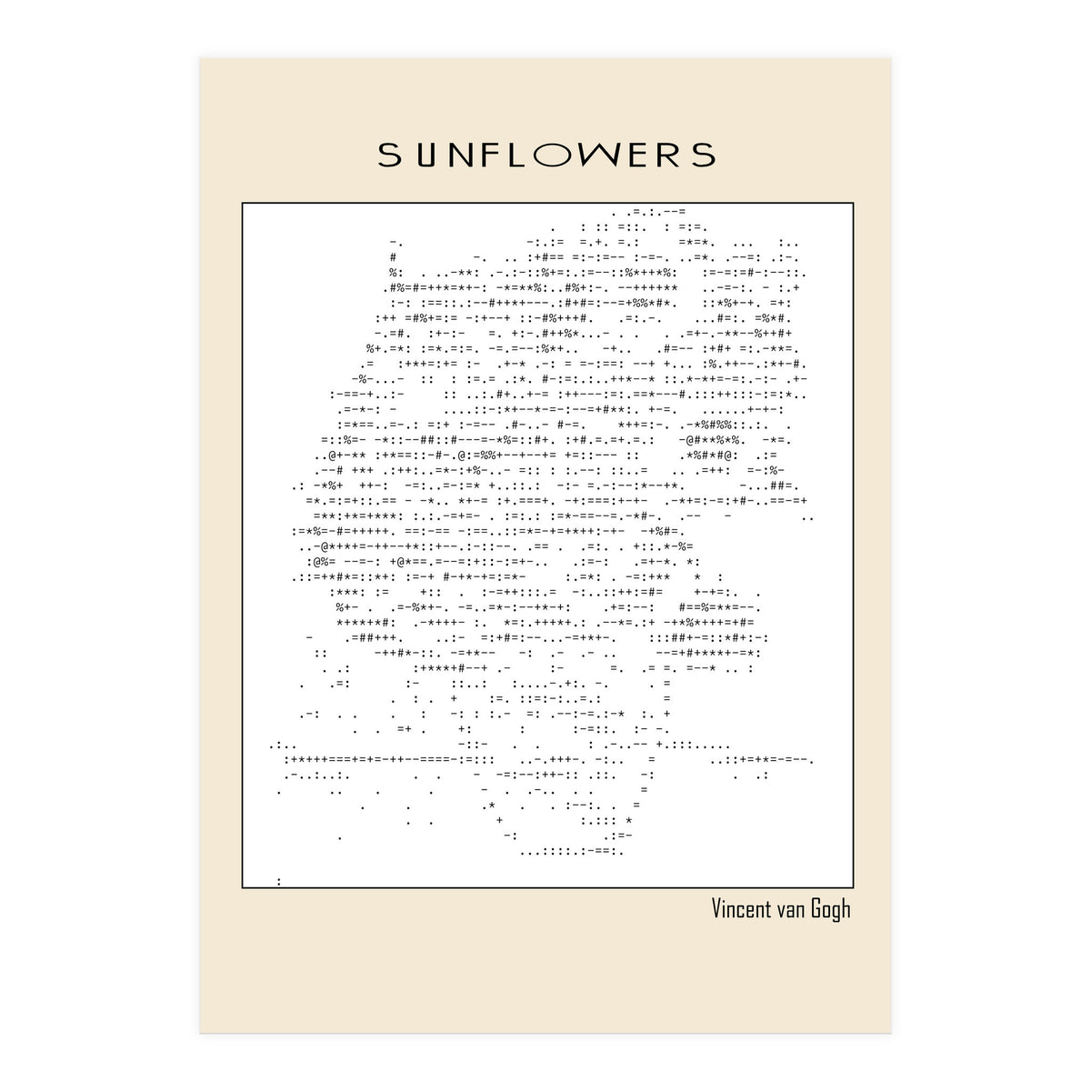 Sunflowers – Vincent van Gogh (1888) (ascii art) (Print Only)