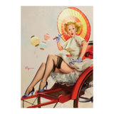 Pinup Girl In Rickshaw Experiencing Sudden Wind (Print Only) thumbnail