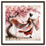 Geisha Under Cherry Blossoms In Motion thumbnail