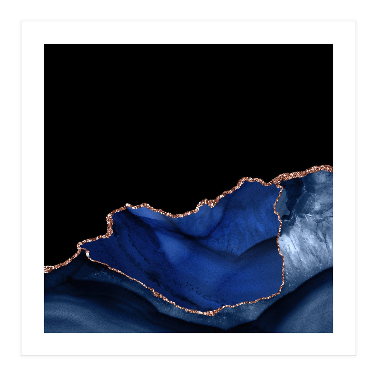 Navy & Rose Gold Agate Texture 06 (Print Only)