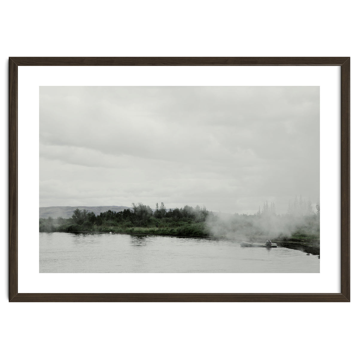 A boy on the boat in the geothermal lake - Iceland