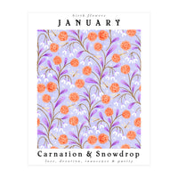 Carnation & Snowdrop January Birth Flower (Print Only)