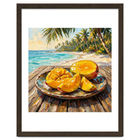 Tropical Mango Beach Oil Painting