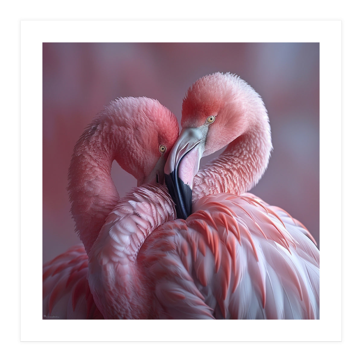 Cute Two Pink Flamingos (Print Only)