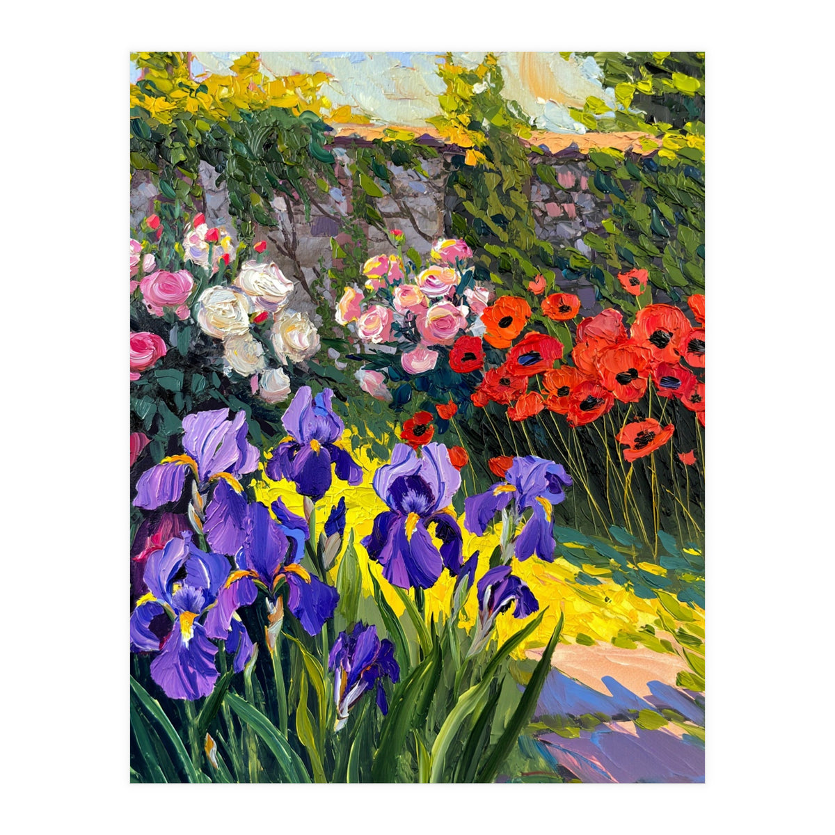 Sun-Drenched Secret Garden Oil Painting (Print Only)