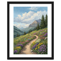 Serene Alpine Path Through Summer Wildflowers
