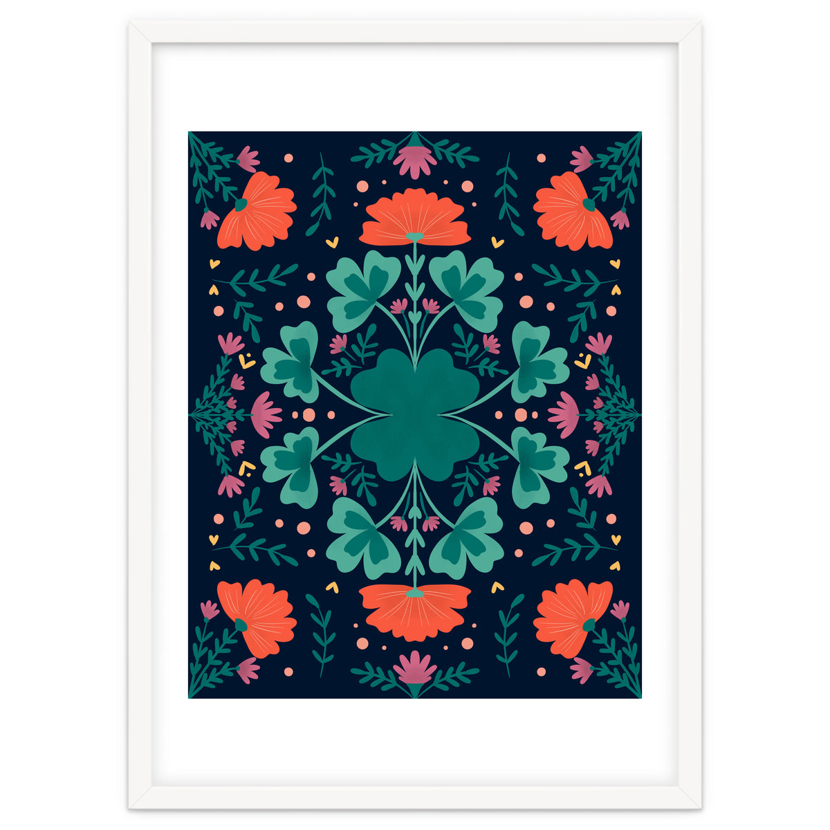 Clovers And Flowers Teal and Orange