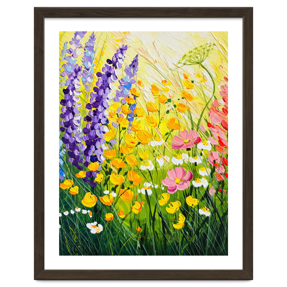 Sun-Drenched Wildflower Meadow Oil Painting
