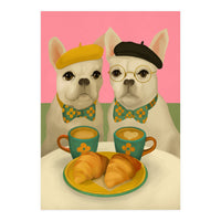 French Bulldogs At Breakfast Café (Print Only)