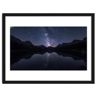 Starlit Reflection: Milky Way Over Mountain Lake