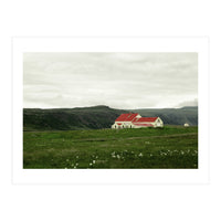 Red roof house in the greenfield - Iceland (Print Only)