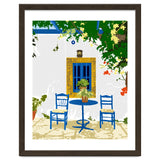 Greek Vacay For Two, Evil Eye Santorini Travel Summer, Eclectic Travel Architecture White Buildings Cafe thumbnail