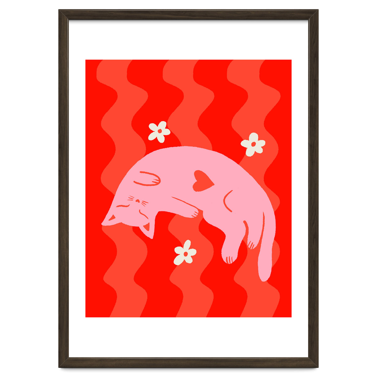 Pink Cat Wavy Background