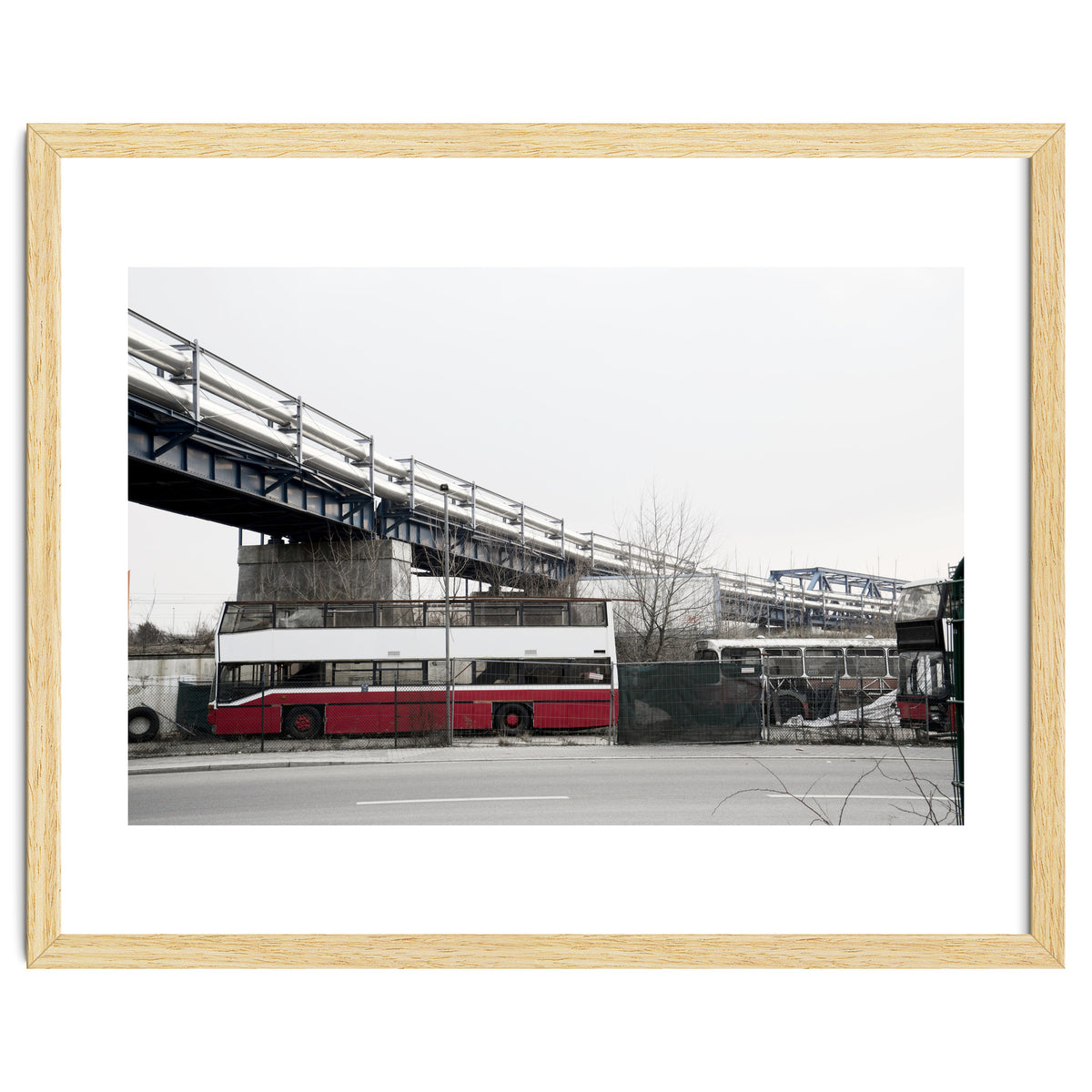 Abandoned Bus under the rail bridge