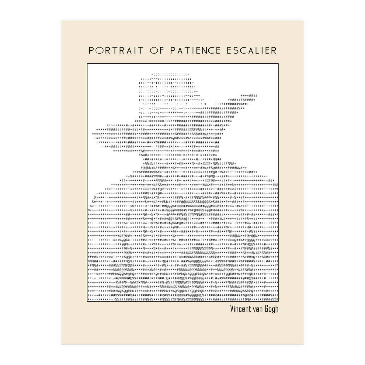 Portrait of Patience Escalier (1888) - Vincent van Gogh(ascii art)  (Print Only)