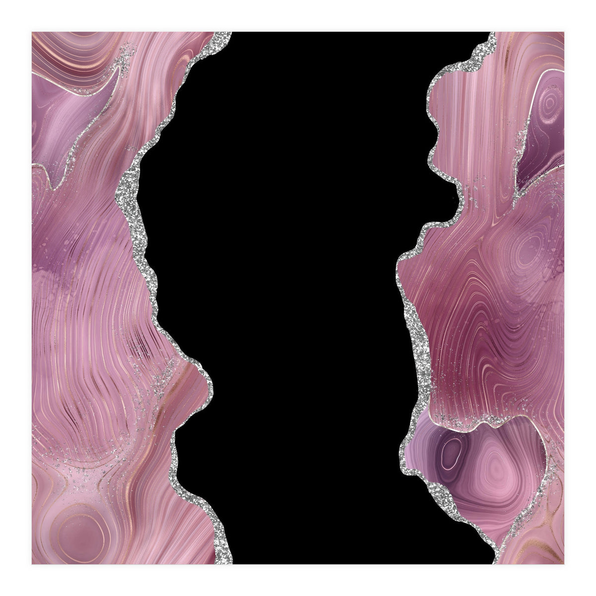 Mauve & Silver Agate Texture 02  (Print Only)