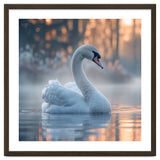 Serene White Swan Gliding On Misty Water thumbnail
