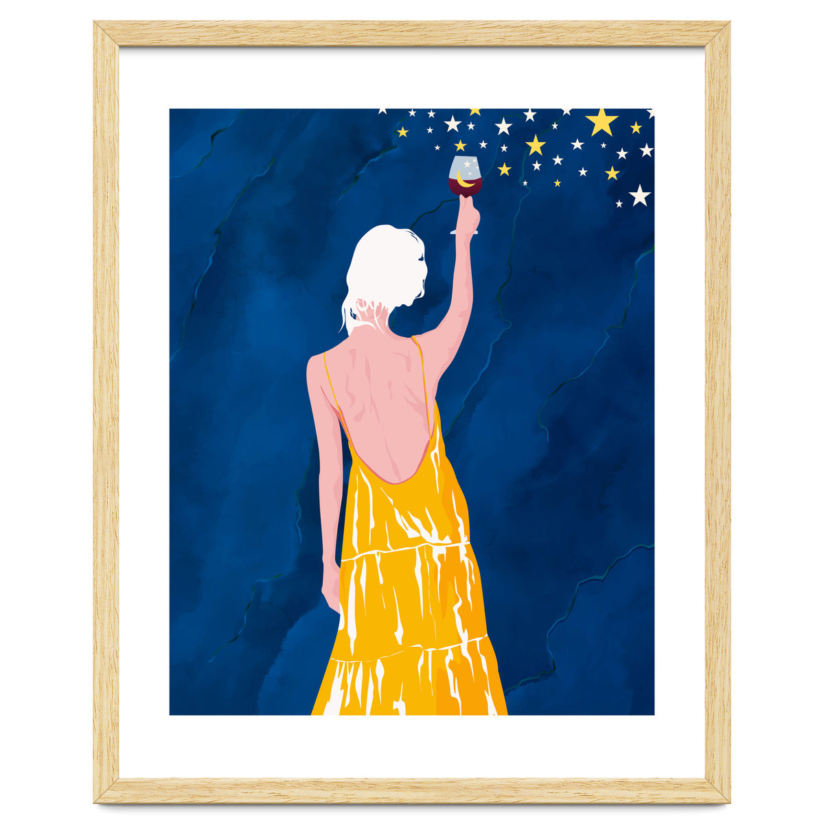 Pour Me Some Magic, Moon Stars Night Sky, Bohemian Woman Positivity Hope Miracle, Wine Holidays New Years Eclectic Gifts