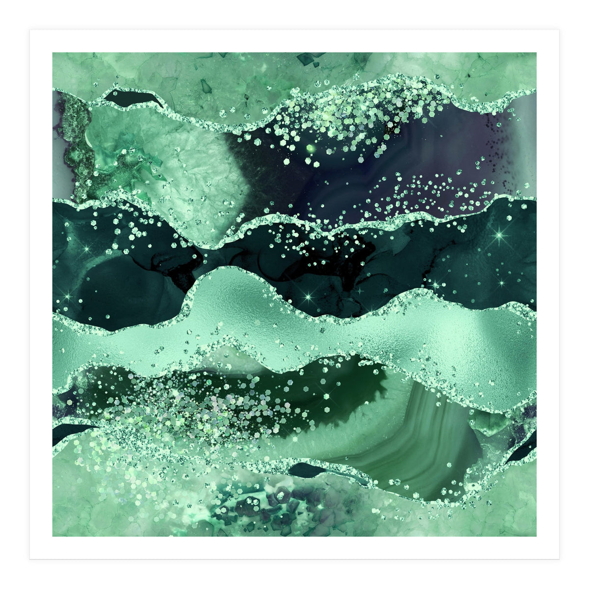 Emerald Glitter Agate Texture 06  (Print Only)