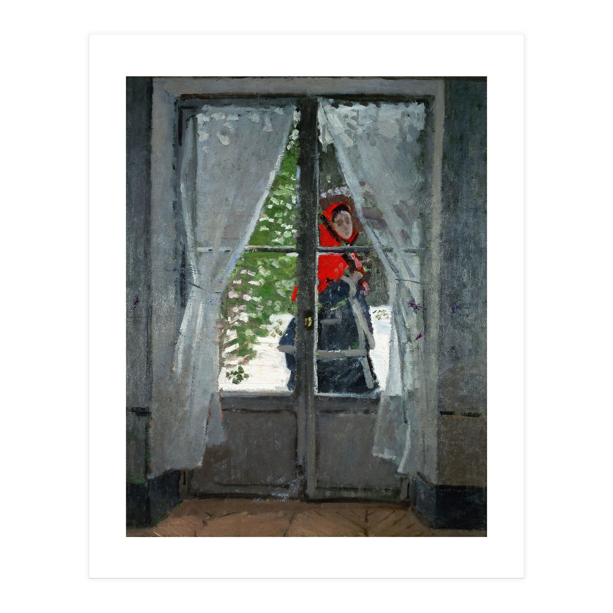 Mme. Monet with a red hat called " The Red Kerchief&quot, ca. 1870. (Print Only)