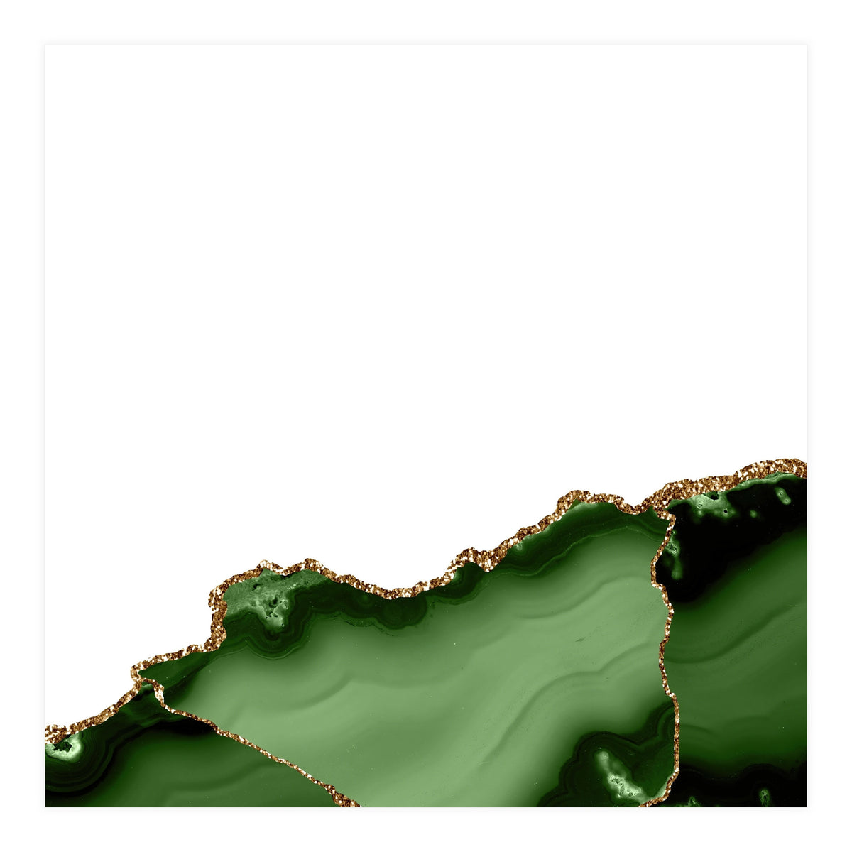 Green & Gold Agate Texture 27  (Print Only)