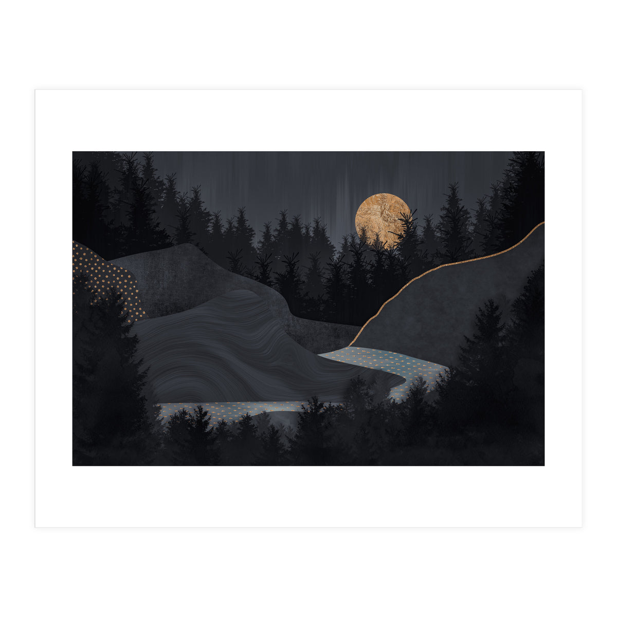 Abstract Landscape Midnight Moon (Print Only)