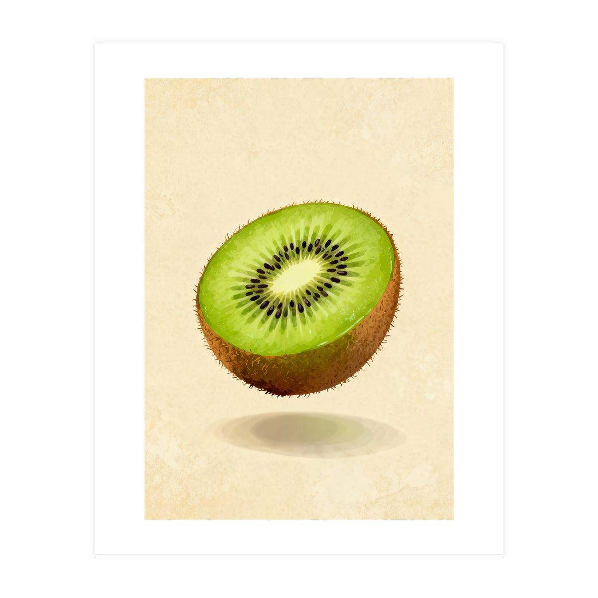 Kiwi Slice, Watercolor Fruit, Fresh Green Art (Print Only)