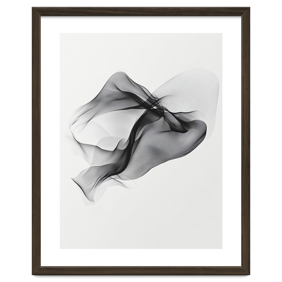 Abstract Black Flowing Fabric Wave