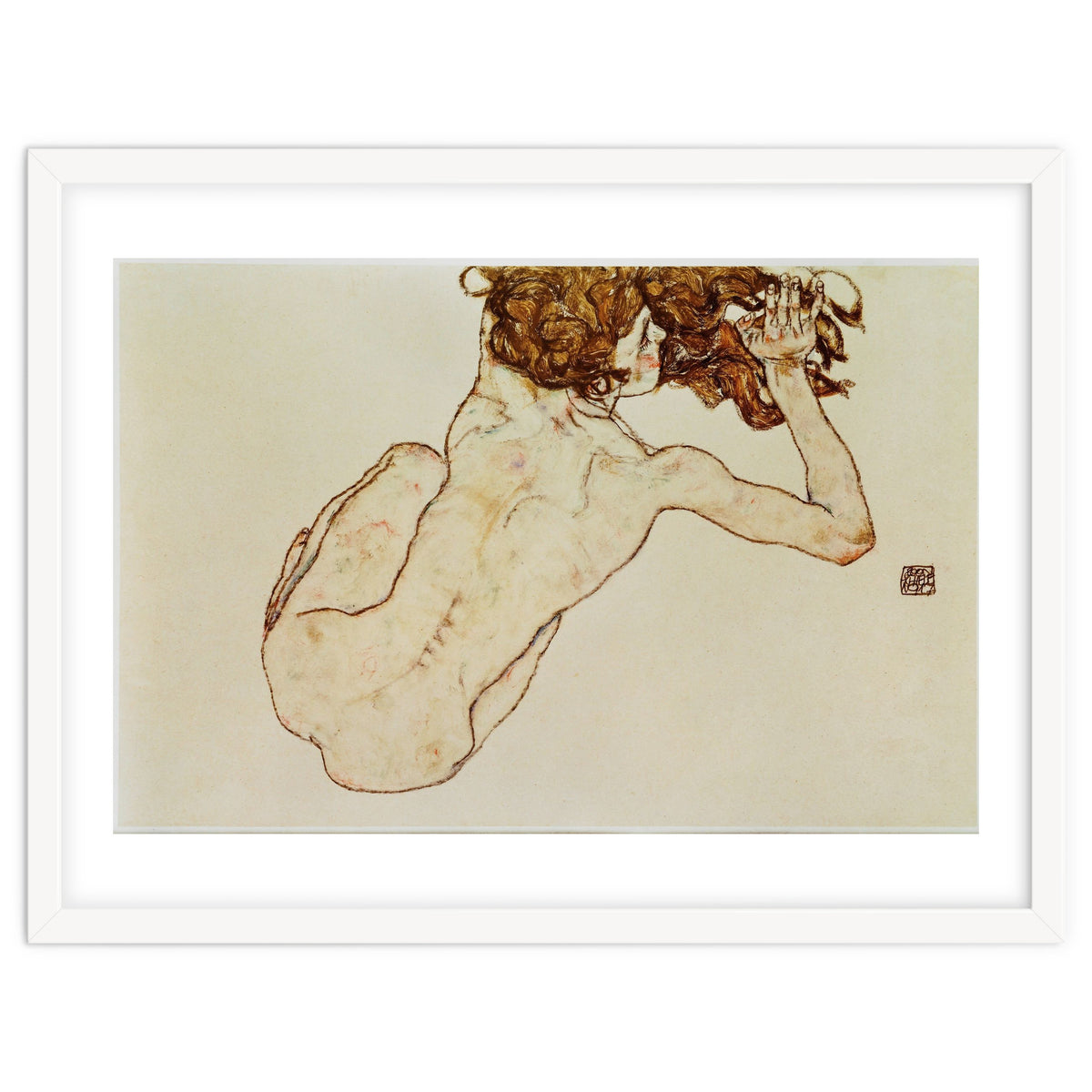 Kauernder Rueckenakt - Crouching nude,back view,1917. Gouache and pencil, 29,5 x 45 cm.