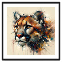 Watercolor Cougar Portrait