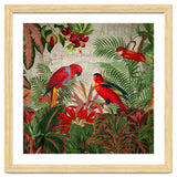 Vintage Rainforest With Tropical Red Parrots thumbnail
