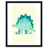 Teal Stegosaurus Watercolor Art, Cute Dinosaur Nursery Print, Whimsical Dino Illustration thumbnail