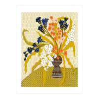 Floral Contemporary Still Life Mustard Yellow (Print Only)