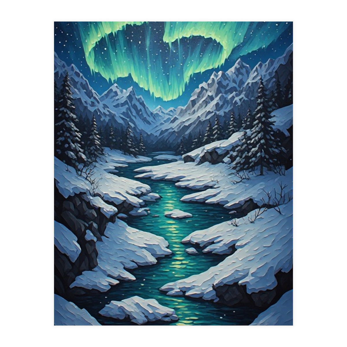 Ethereal Northern Lights: Arctic Winter Valley (Print Only)