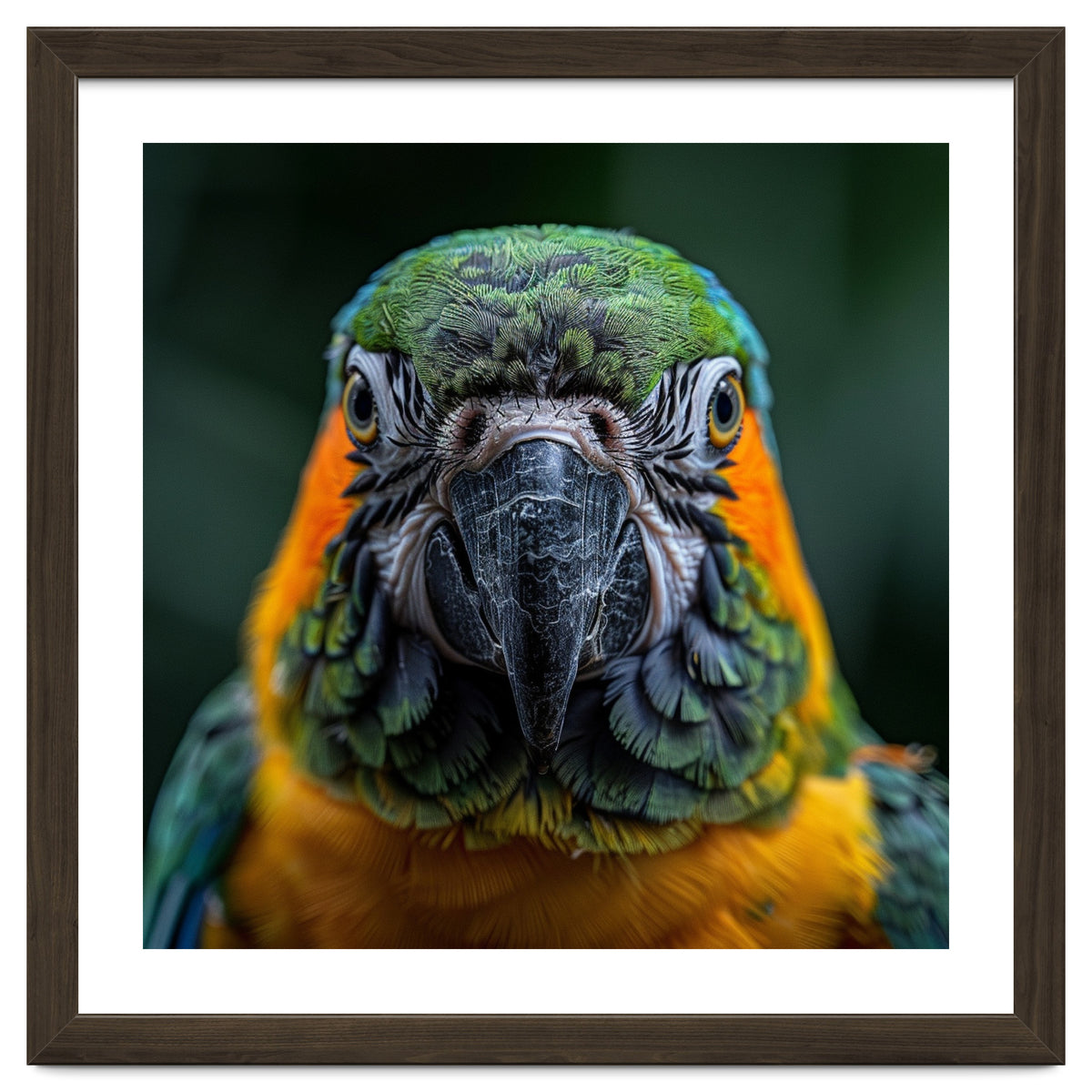 Blue And Gold Macaw Face Focused Portrait