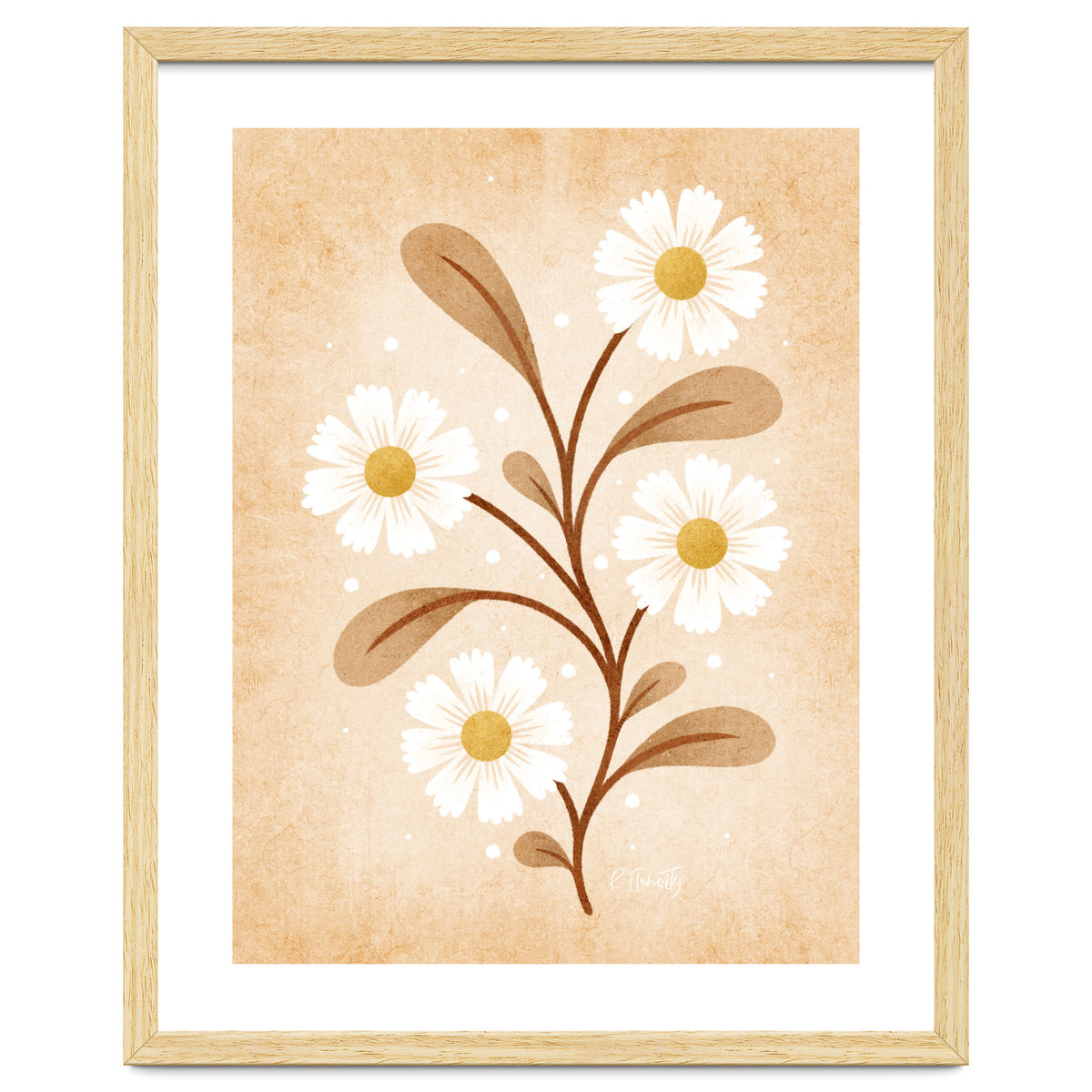 Vintage Beige Daisies