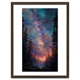 Magical Milky Way Night Sky over Pine Forest Silhouette Art thumbnail
